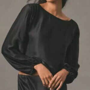By Anthropologie Balloon-Sleeve Silky Blouse